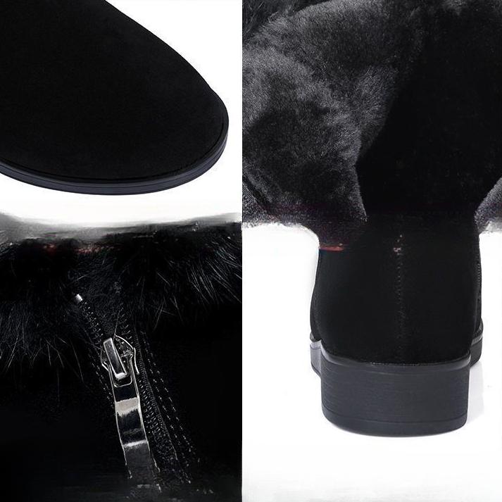 Зимние ботинки для женщин 2024 года, новые ботинки из матовой кожи с утолщенным хлопком и плоским дном, а также плюшевые туфли большого размера из хлопка для женщин