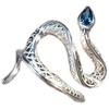 Sea Blue Topaz Snake Opening Ring with Creative Niche Design, Ins Cool Style Ring