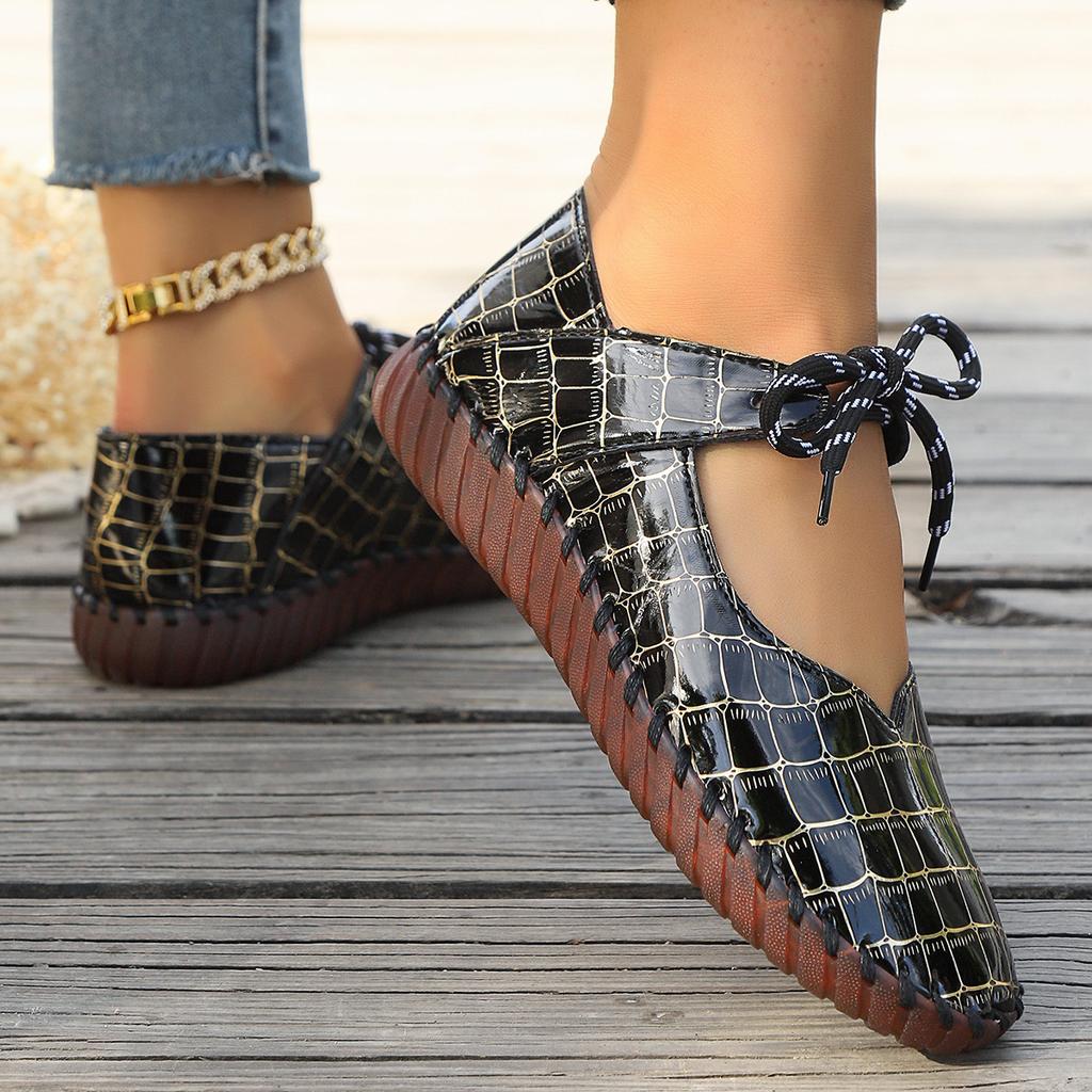 Large Size Handmade Soft Sole Casual Single Shoes for Women 2024 New Stone Pattern Casual Work Mom Shoes Soft Sole Women's Shoes