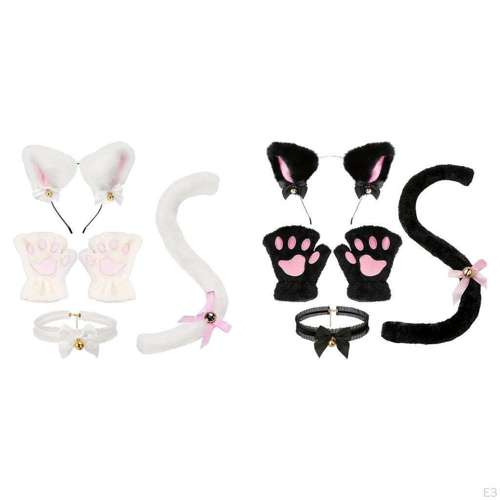 Комплект костюма кошки для косплея: милый ободок и хвост с шейным платком,