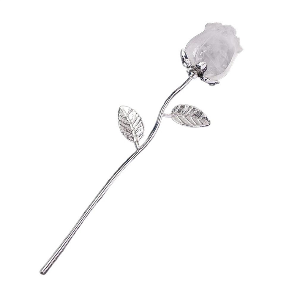 Hand Carved Natural Crystal Crafts Multicolor Romantic Rose Quartz Flowers Statue Decorative Crystal Rose Flower Home Decoration