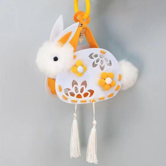 DIY Rabbit Lantern Kit for Kids Handmade Plush Rabbit Handheld Lantern for Chinese New Year Mid-Autumn Festival Decoration