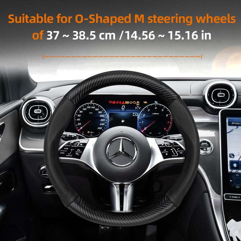 ATOW5 Suitable for Mercedes-Benz Breathable Leather Matte Carbon Fiber Texture Steering Wheel Cover Suitable for E Class S C a Glc Suv Eqc