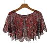 Art Deco Hollowed-out Shawl Beaded Lace Shoulder Cover Vintage Sequin Poncho Coat Women