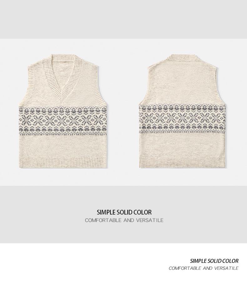 Мужской ретро жилет-свитер с V-образным вырезом, вязаный в стиле Аргил и Фэйр-Айл, для осени/зимы