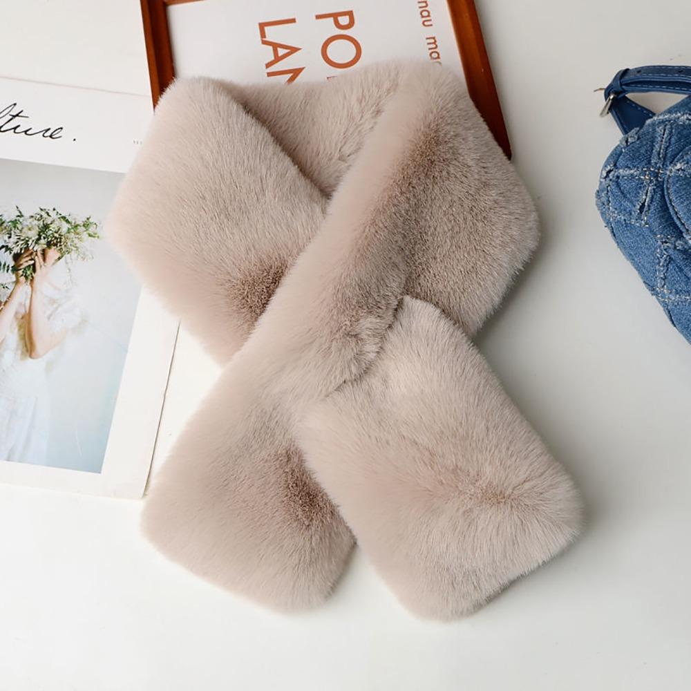 Искусственный кроличий мех шарф-крест однотонный шарф из искусственного кроличьего меха милая грелка для шеи женский