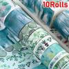 10Pcs / Set Decorative Kawaii Washi Tape Set Sea and Forest Series Japanese Paper Stickers Japanese