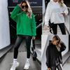 European and American Style Side Slit Long Sleeve Fleece Women's Hoodie 2023