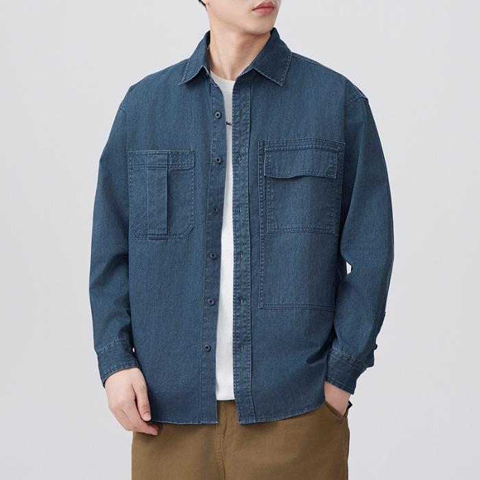 Spring New Japanese Retro Men's Loose Long-sleeved Casual Cotton American Work Shirt
