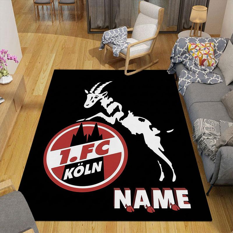 Custom Name,1.FC Koln Home Sofa Decoration for Living Room & Bedroom, Non‑Slip Play Flannel Floor Mat for Game Room
