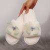 Soft Fluffy Fur Slippers Women Winter House Warm Furry Slippers Women Flip Flops Butterfly Home Slides Flat Indoor Floor Shoes