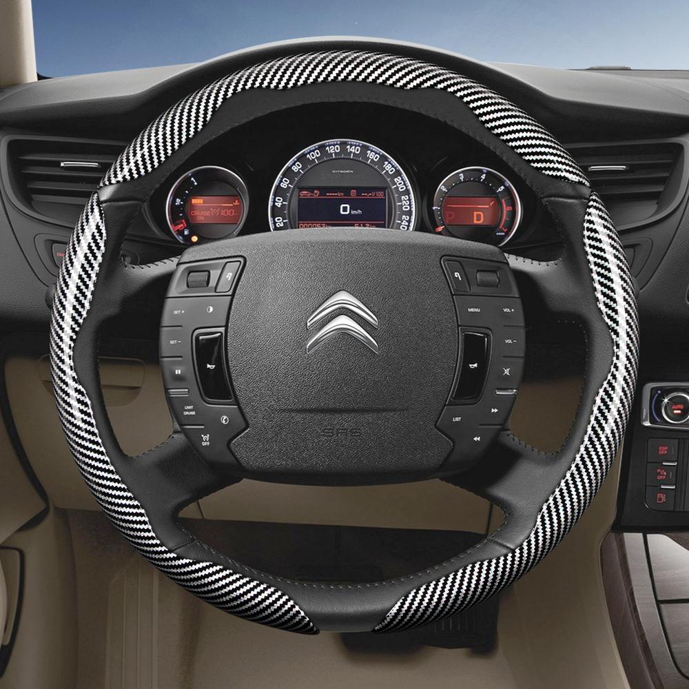 Подходит для Citroen Рулевое колесо с текстурой под карбон, Сегментированный дизайн с быстрой фиксацией, Прочные черные аксессуары для моделей, таких как C3, C