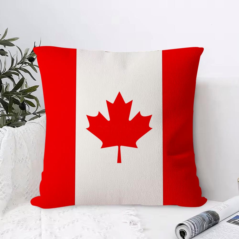 Canada Can Flag Cushion Cover 1 Piece Short Plush Pillowcase, Soft And Washable, Mostly Used For Sofa, Car