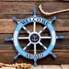 24" Wood Nautical Ship Steering Wheel Beach Rudder Wall Hanging Home Decor