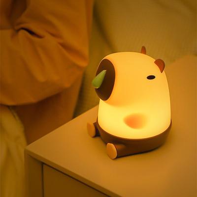 Милый светильник-капибара, ночник, USB-перезаряжаемый, в форме капибары, сенсорное управление, мягкая силиконовая лампа для детей и взрослых, подарки