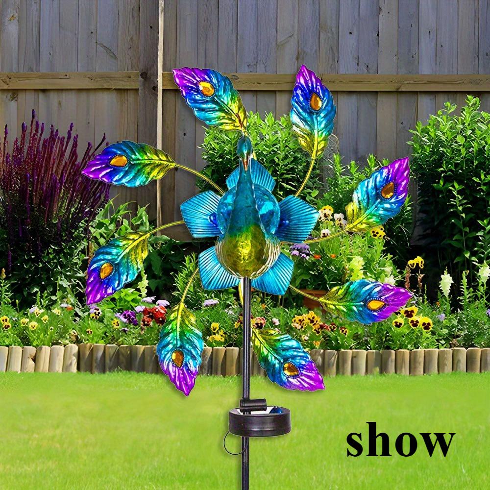Sunbird Windmill Light Metal Art Outdoor Garden Fence Rotating Waterproof, Suitable for Weddings and Outdoor Decoration, Garden Fence Decoration