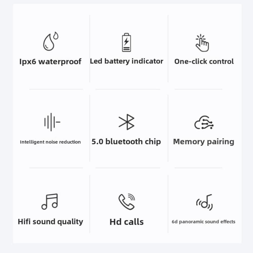 Bluetooth-гарнитура с функцией светодиодного цифрового дисплея, беспроводная стереогарнитура с шумоподавлением и вкладышами TWS