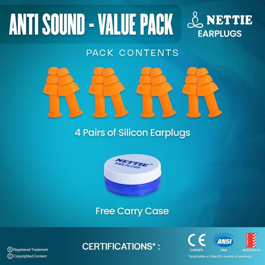 Силиконовые беруши NETTIE от шума (4 пары)