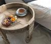 Wood Round Carved Coffee Table - Beautifull Side End table For Home Decor Furniture, Indian Central Ethnic Home Decor Table - Chakki Grinder
