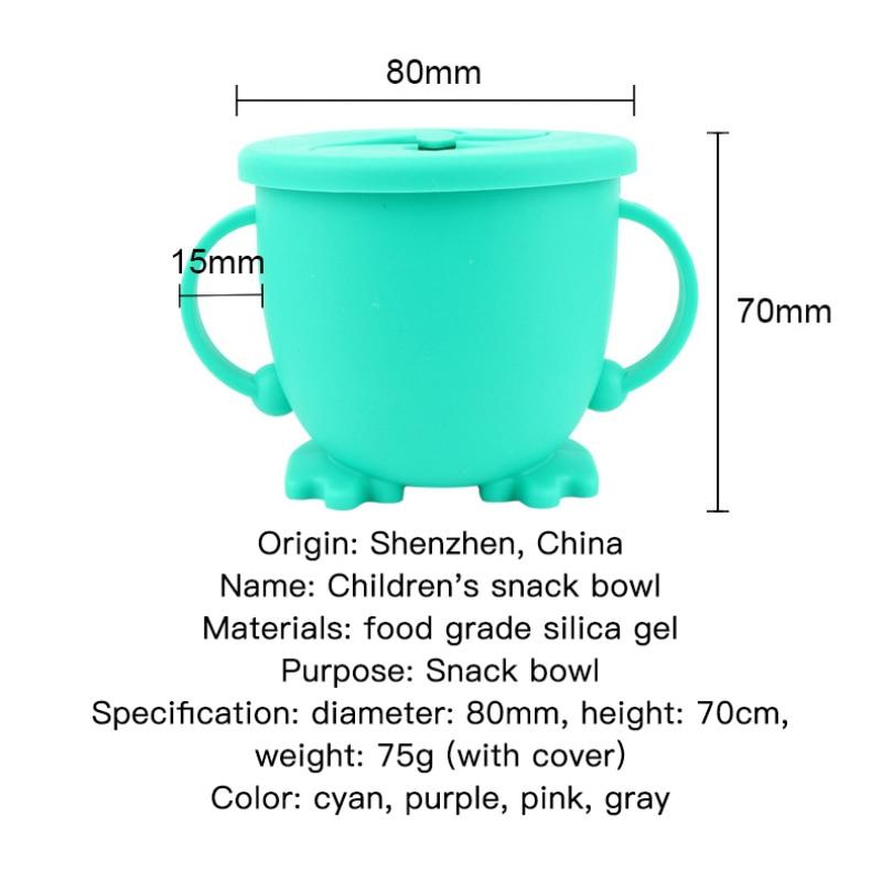 1 Pcs Snack Bowl Silicone Snack Cup Anti-falling And Leak-proof Snack Box With Handle Storage Cup High Temperature Resistance