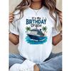 Women'S Birthday Cruise Themed T-Shirt, Cruise Palm Tree Slogan Decorative Casual Short Sleeve, Cruise Party Wear Top