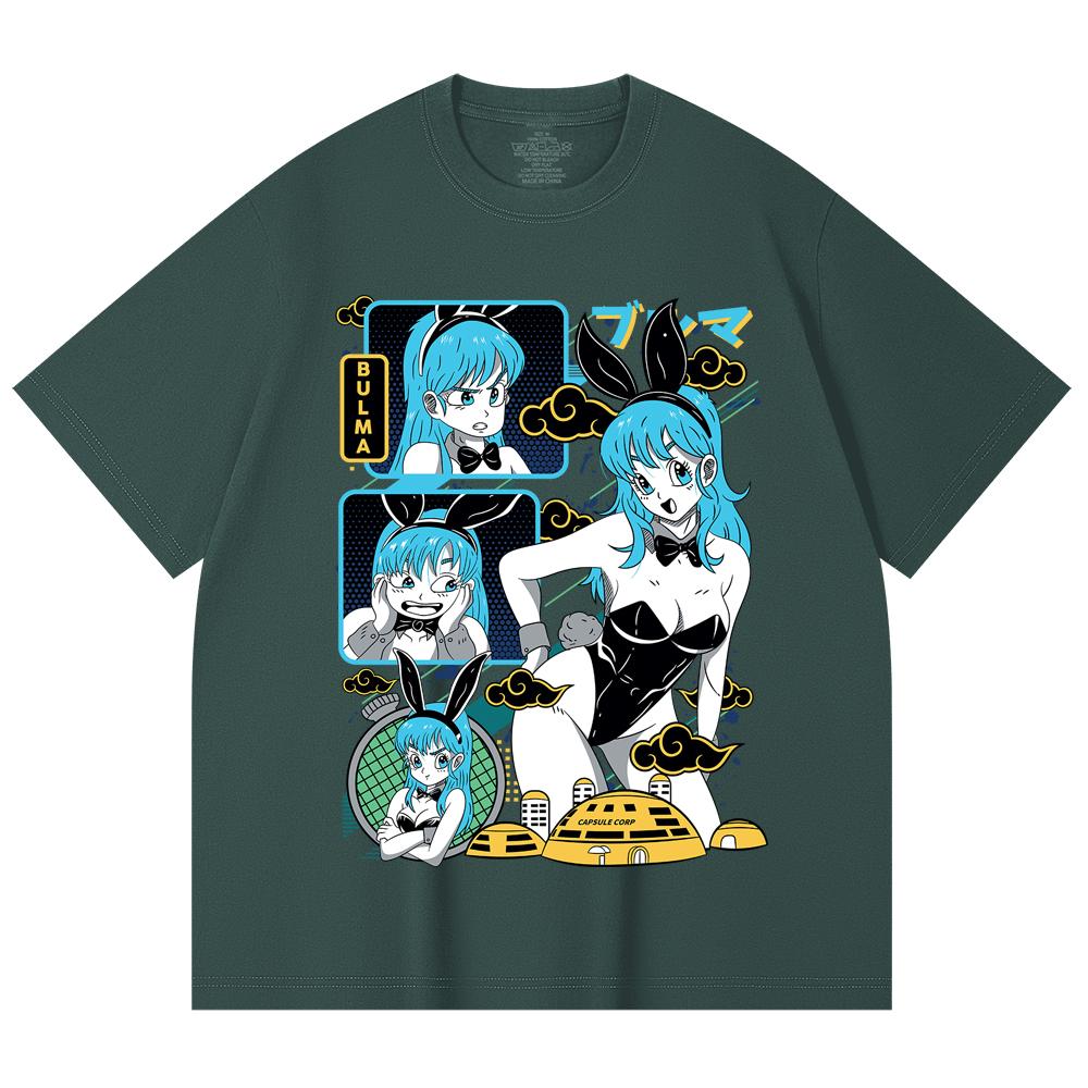 230 Gsm 100% Cotton Dragon Ball V9 Bulma Print Unisex Heavy Cotton T Shirt