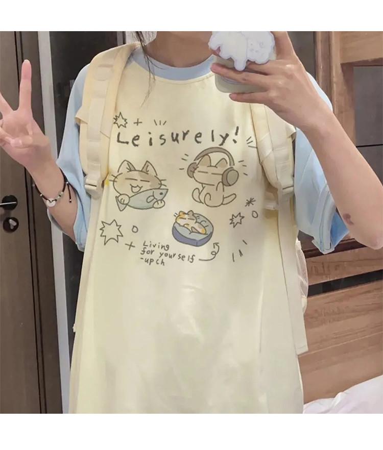 Cute Cartoon Printed Pure Cotton T-Shirt for Girls