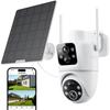 COOAU Outdoor Security Camera with Advanced Dual Simultaneous and True 5W Solar No Power Supply Easy 3 Motion for and and Tamper Cameras,