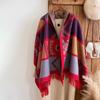Ethnic Style, Color-Block Style, Fashion, Going Out, Warm Shawl, Cape, Scarf, Women