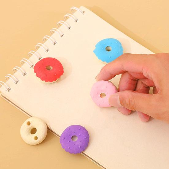 4 шт. ластики, милая форма еды, мультяшный леденец, мороженое, пончик, эскимо, безопасный, без запаха, развлечения, сладкий цвет, детские игрушки, детские канцелярские принадлежности