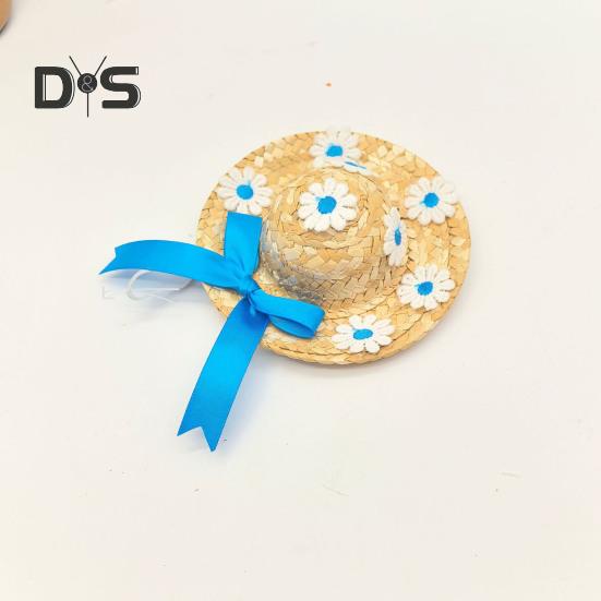 Мини-соломенные шляпы Миниатюрная соломенная шляпа ручной работы Вязаная ковбойская шляпа Кукольный домик Аксессуары для кукол Поделки Крыльцо Гусь