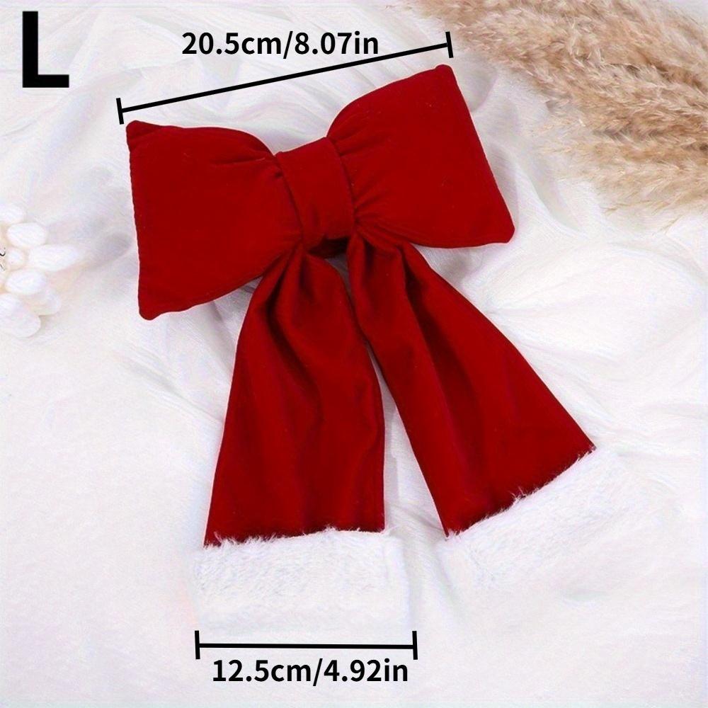 2Pcs Christmas Red Velvet Large Bow Tree Top Decoration Creative 3D Flocked Bow Holiday Ornament Christmas Tree Pendant
