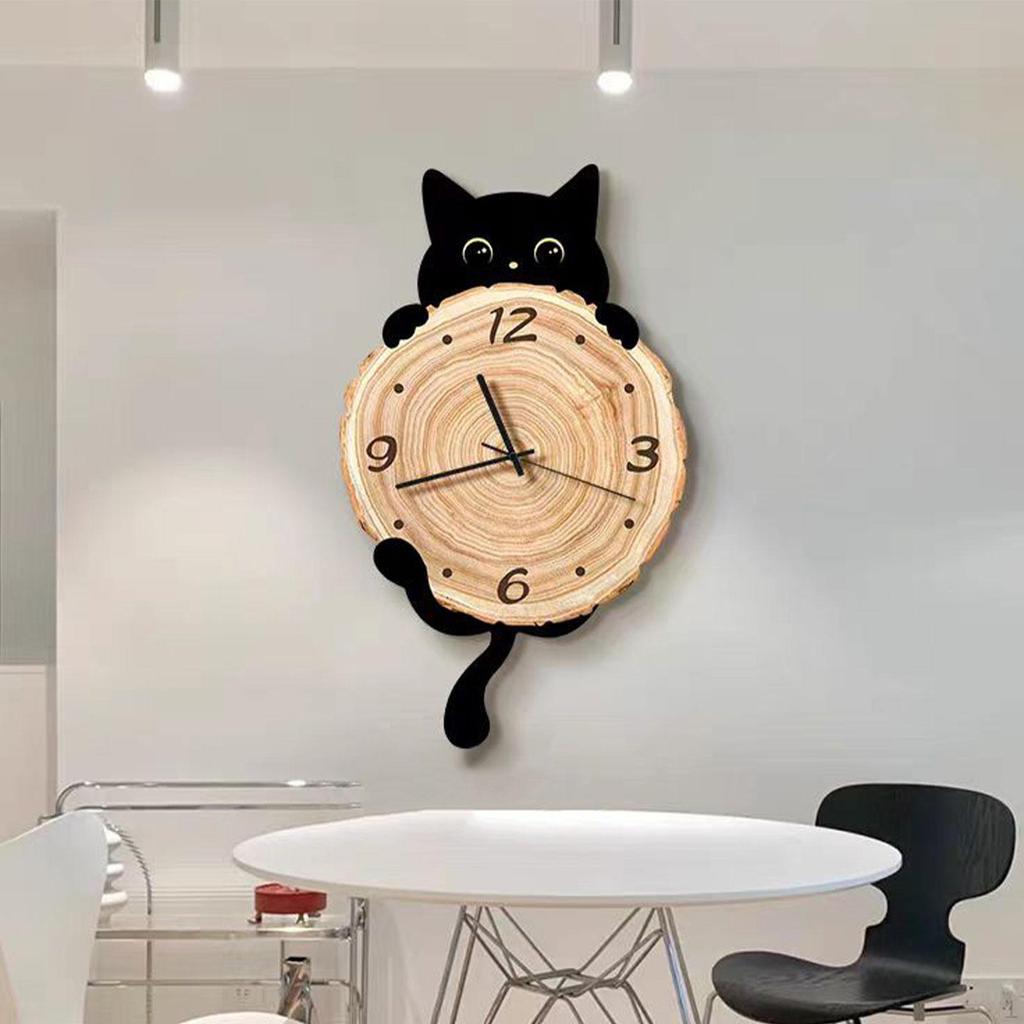 Кошка настенные часы орнамент декоративные большие арабские цифры декор подвесной для школы