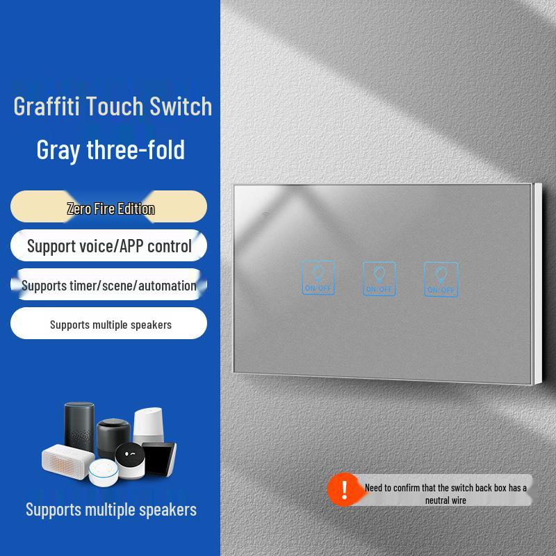 Умный WiFi Настенный Выключатель Graffiti с Голосовым Управлением Alexa и Google, Спецификации США/ЕС, Сенсорная Панель
