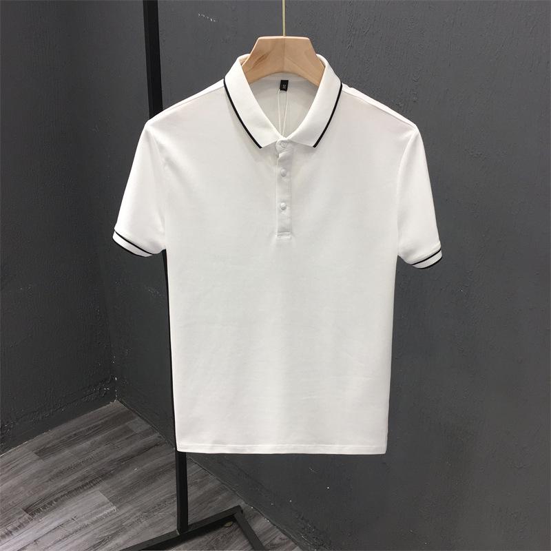 Men's High-End Pearl Ice Silk Polo Shirt, Summer 2023, Short-Sleeved Business Lapel T-Shirt