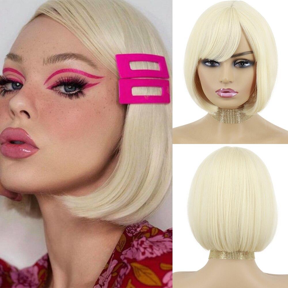 MISSQUEEN Женский модный зеленый прямой короткий парик Боб с челкой из синтетического волокна, зеленый парик для косплея на Хэллоуин