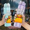 1PC Taco Queen Cartoon Taco Print 750ml Color Plastic Sports Water Bottle Leakproof Flip Straw Lid Suitable for Sports Office Home Use