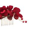 Романтические Свадебные Хрустальные Гребни для Волос Тиара Подружки Невесты Красный Цветок Заколка для Волос Свадебные Зажимы