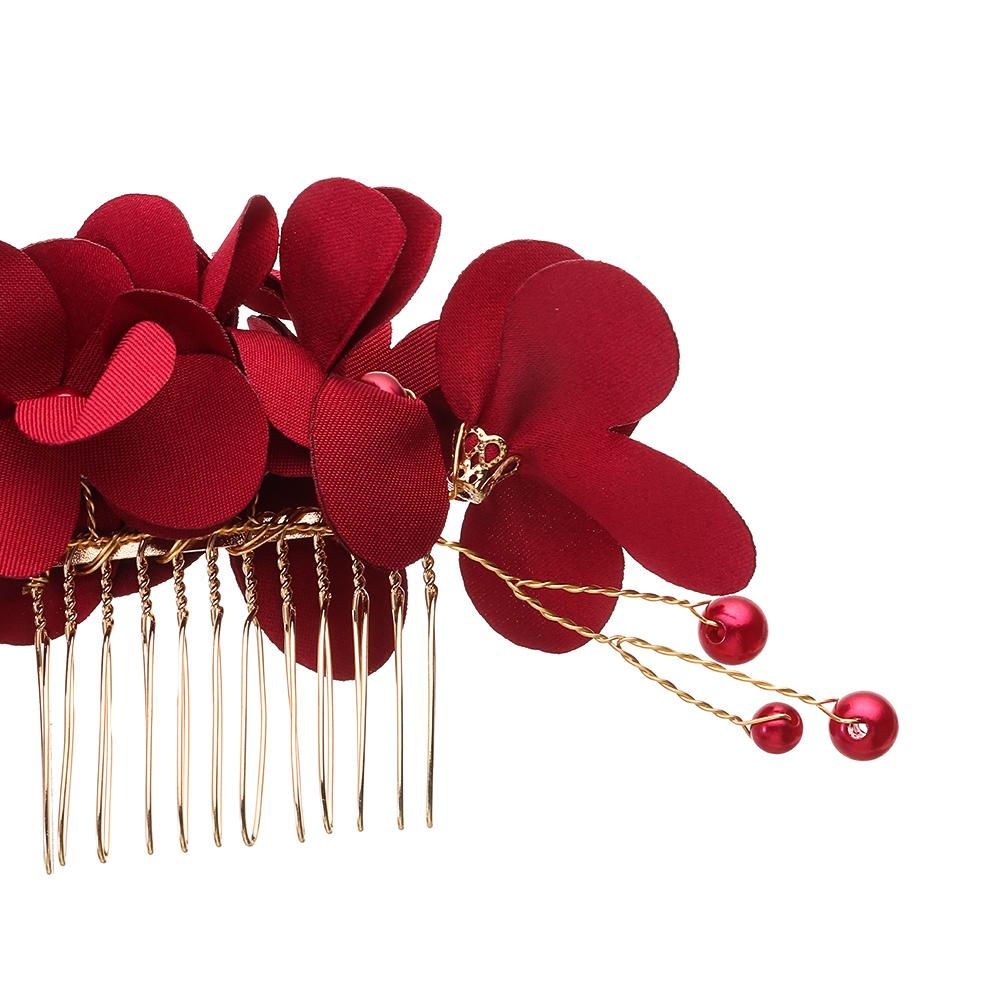 Романтические Свадебные Хрустальные Гребни для Волос Тиара Подружки Невесты Красный Цветок Заколка для Волос Свадебные Зажимы