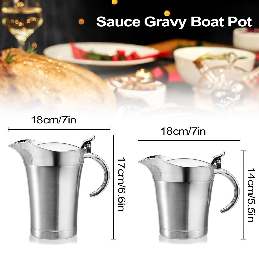 Соусница Leeseph, кувшин для соуса из нержавеющей стали 304 с двойной изоляцией и крышкой, кухонное хранилище для подливки, сливок, молока