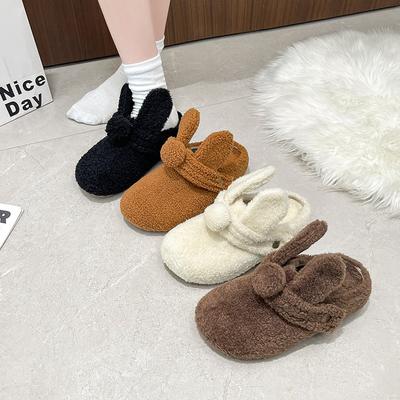 2025 осень и зима теплая сумка голова полушлепанцы женские милый стиль маленькая толстая подошва два способа носки пушистые тапочки