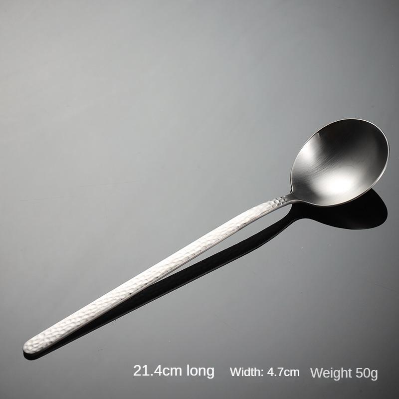 HANYANG 304 Stainless Steel Hammer Point Spoon Titanium Plated Hammer Pattern Retro Spoon Household Kitchen High Value Tableware