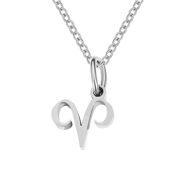 Gold-Plated Twelve Constellations Pendant Necklace - Stainless Steel Clavicle Chain for Women