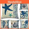 Fashion Creative Marine Organism Flax Cushion Cover With Unique Coral Pattern For Home Decor