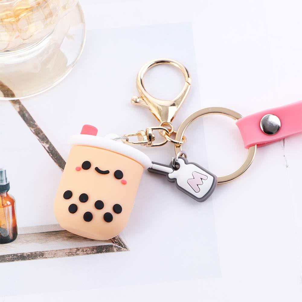 Милый подарочный брелок-симулятор из силикона в виде жемчужного молочного чая для женщин, кольцо для ключей, подвеска для сумки, автомобильный аксессуар