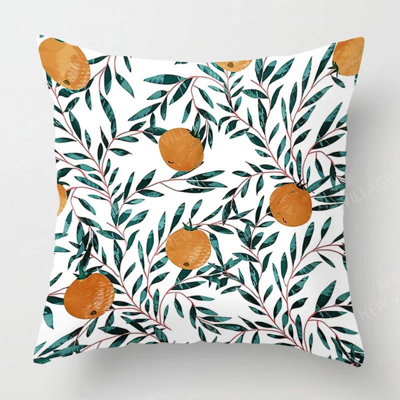 Creative Plant Leaf Patterns Throw Pillow Cover With Short Plush Print Living Room Sofa Decoration Cushion Cover Pillow Covers