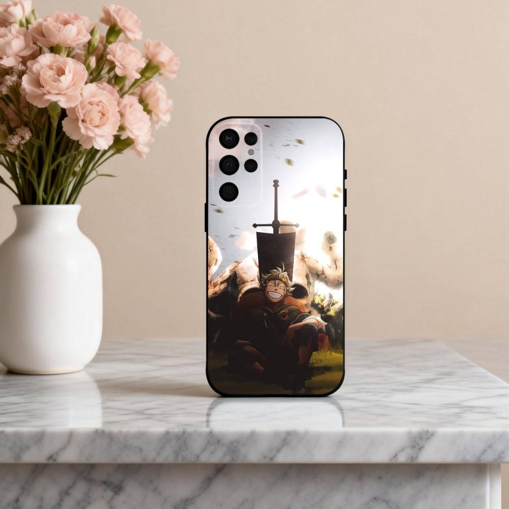 Аниме Крутой A-Аста B-Черный C-Клевер Чехол для телефона для Samsung S25,24,23,22,30,21,10,9,Ultra,Plus,Lite,FE,4,5 G Мягкий черный чехол