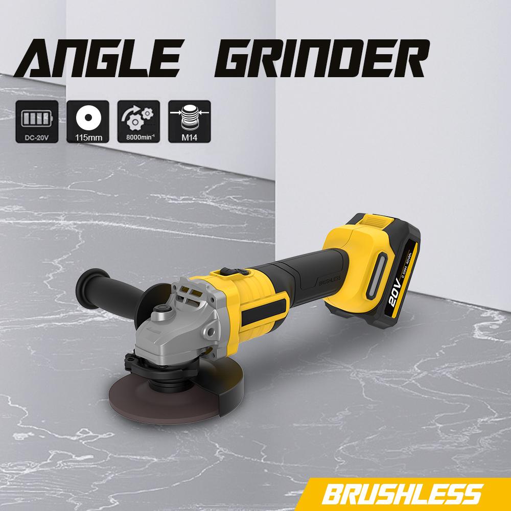20 В, бесщеточный, 4-1/2 дюйма, 115 мм, угловая шлифовальная машина, 4,0 Ач, литий-ионная батарея, быстрая работа