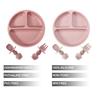 PandaEar 2 Pack Silicone Baby Suction Plates with 2 Spoons 2 Forks for Weaning Girls, Sectioned Divided Baby Weaning Plates, Toddler Dinner Plates Se