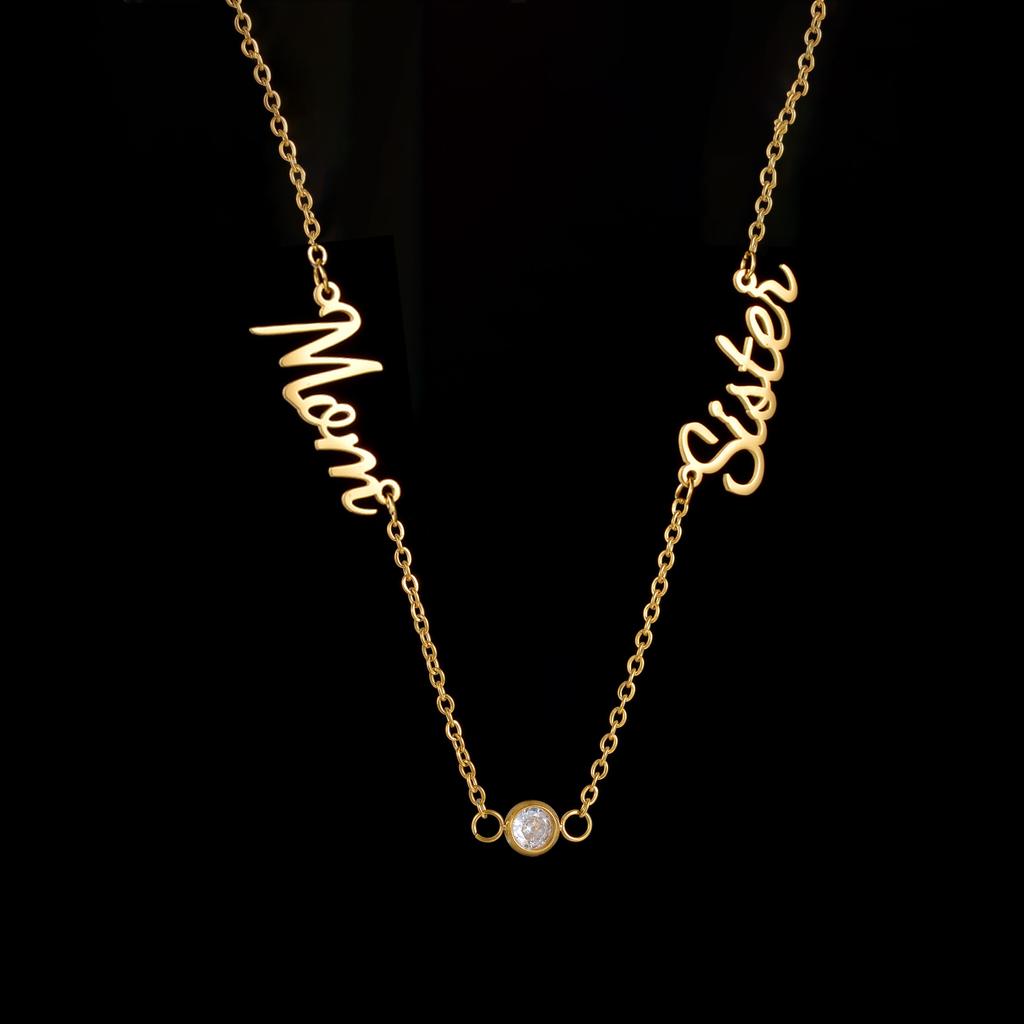 Atoztide Custom Multiple Name Necklace for Women Zircon Heart Stainless Steel Jewelry Choker Chain Personalized Birthday Gift